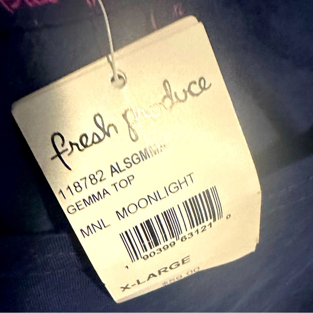 NWT New Fresh Produce Gemma Drape Tulip Back Top Navy Moonlight Blue Cotton XL - Picture 3 of 4